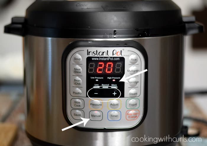 Pressure cooker with 20 minutes on the display.