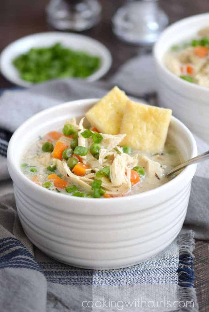 Instant Pot Chicken Pot Pie Soup with Pie Crust Crackers | cookingwithcurls.com