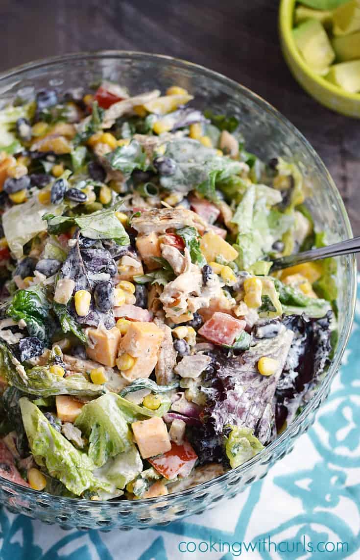 This Tex-Mex Chopped Chicken Salad is full of flavor, deliciously healthy, and a favorite for the whole family | cookingwithcurls.com