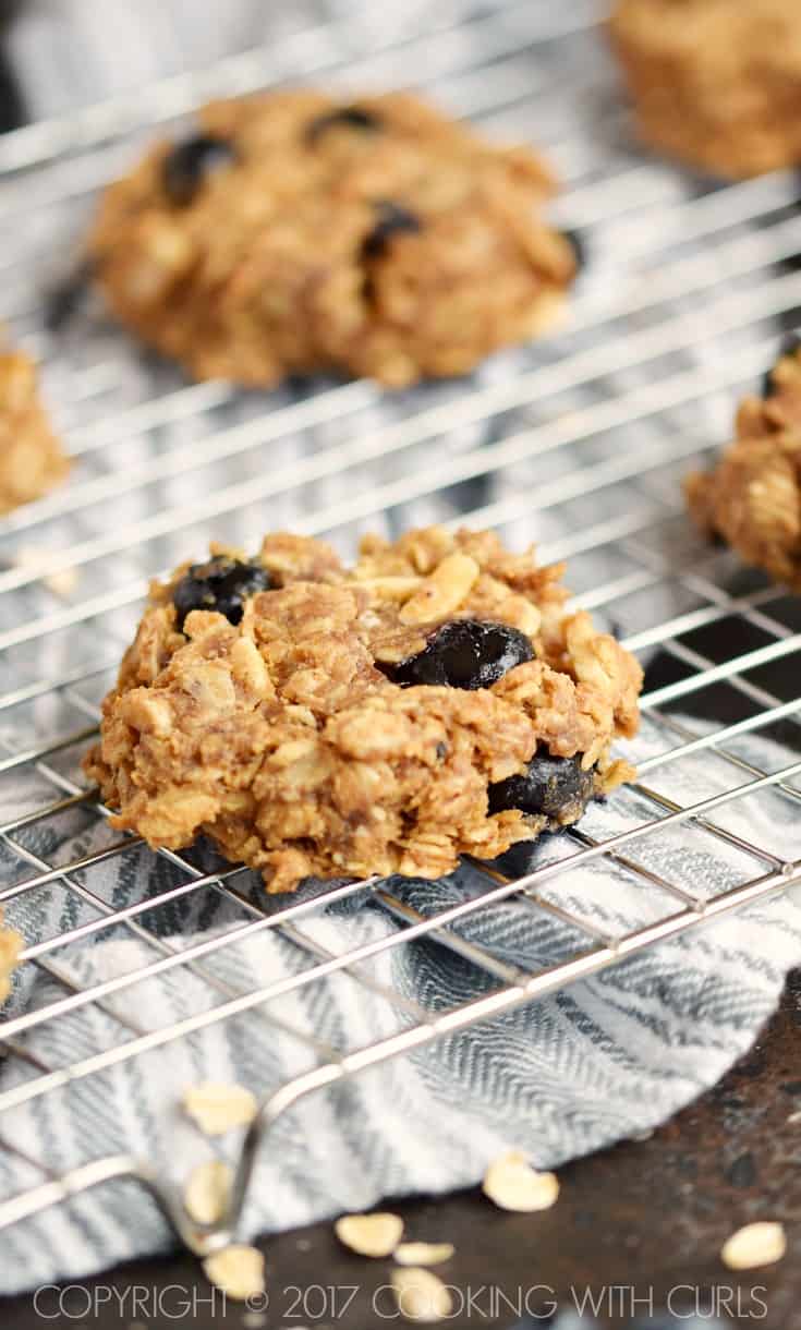 Blueberry Breakfast Cookies on a wire rack.