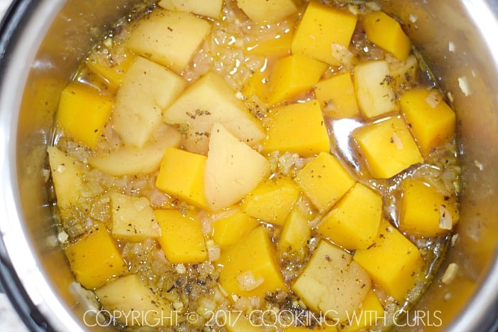 Instant Pot Butternut Squash and Apple Soup done | COPYRIGHT © 2017 COOKING WITH CURLS