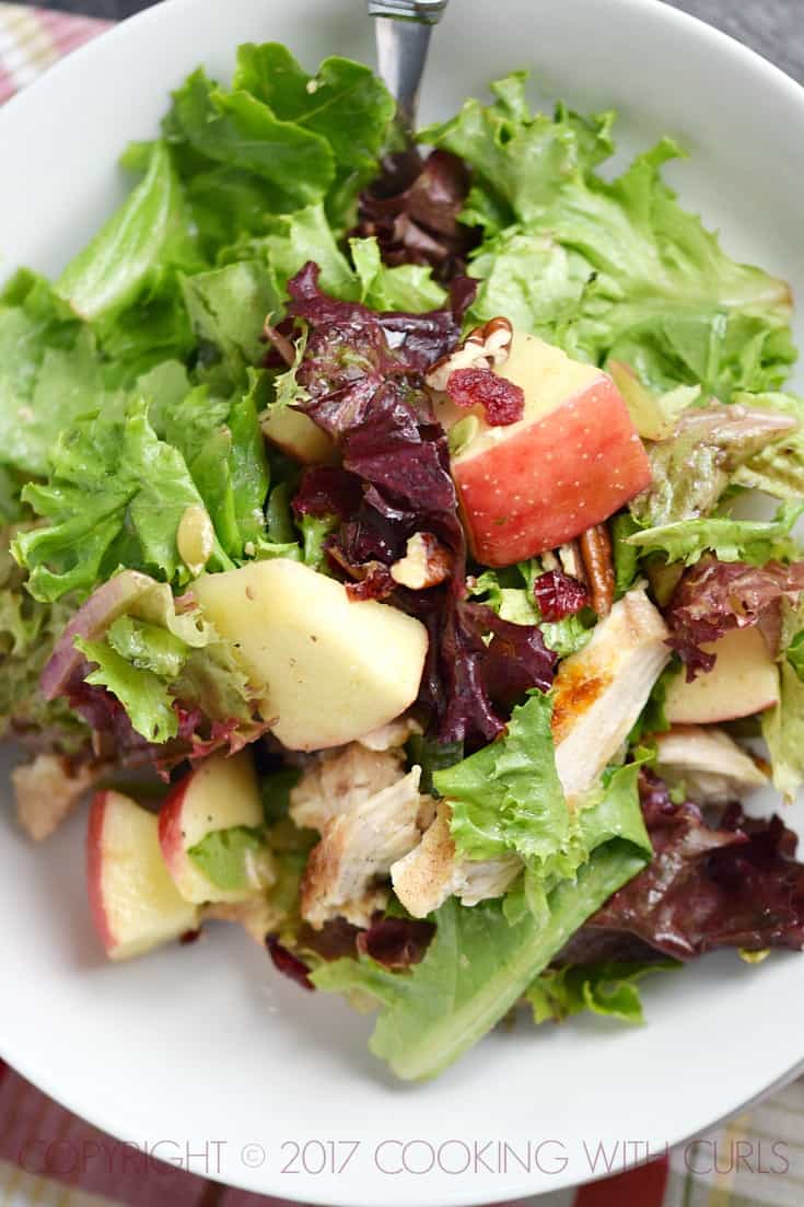 Apple Harvest Salad with chicken and apple cider vinaigrette | COPYRIGHT © 2017 COOKING WITH CURLS