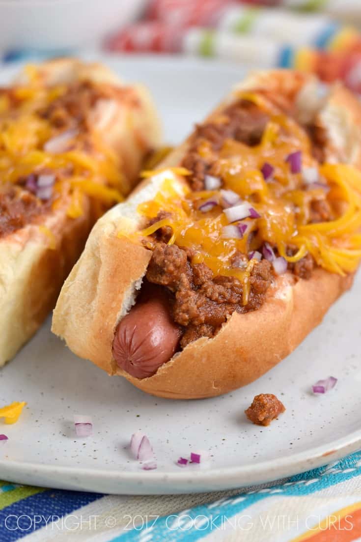 Grab extra buns and dogs because this Chili Sauce for Hot Dogs is about to become your new favorite condiment! COPYRIGHT © 2017 COOKING WITH CURLS