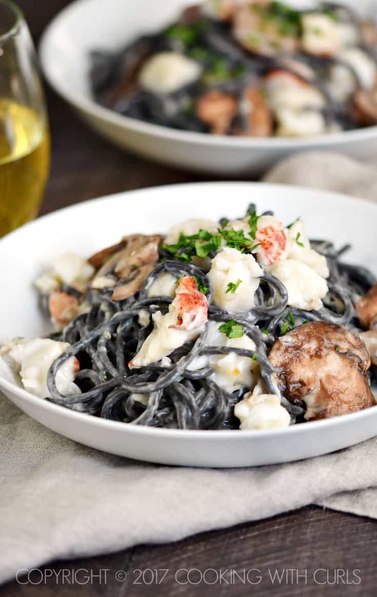 Squid Ink Pasta with Lobster Cream Sauce - Cooking with Curls