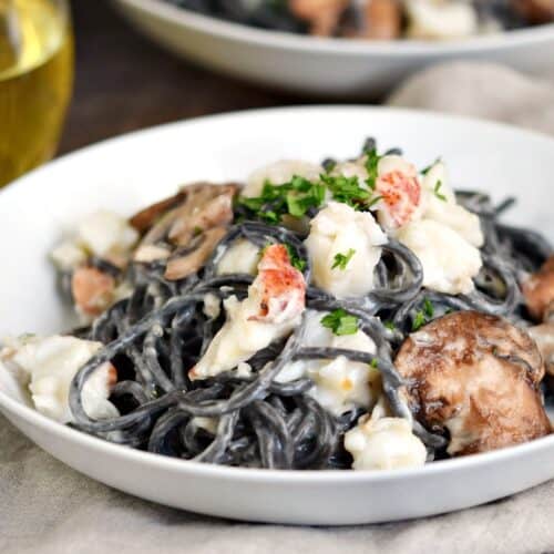 Squid Ink Pasta with Lobster Cream Sauce Cooking with Curls