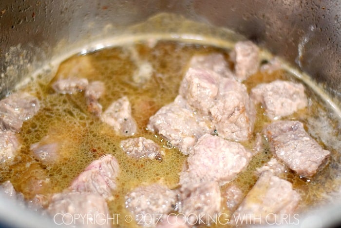 Instant Pot Irish Beef Stew add liquids COPYRIGHT © 2017 COOKING WITH CURLS