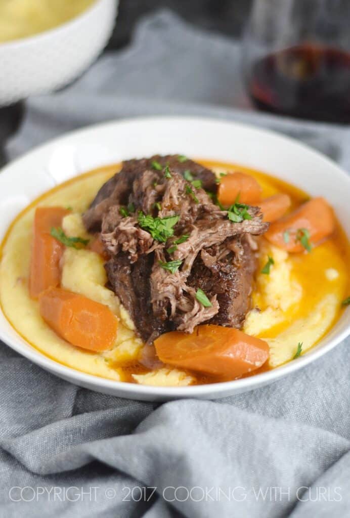Instant Pot Wine Braised Beef Short Ribs Cooking with Curls