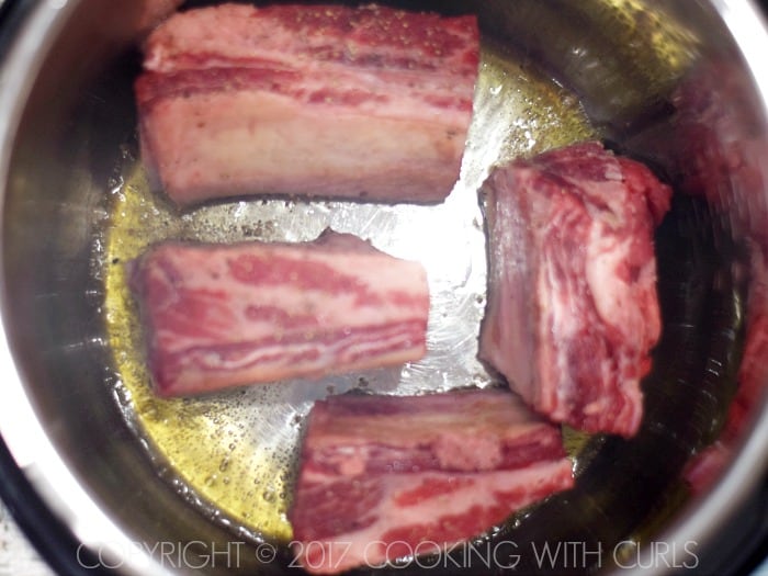 Instant Pot Wine Braised Beef Short Ribs recipe sear COPYRIGHT © 2017 COOKING WITH CURLS