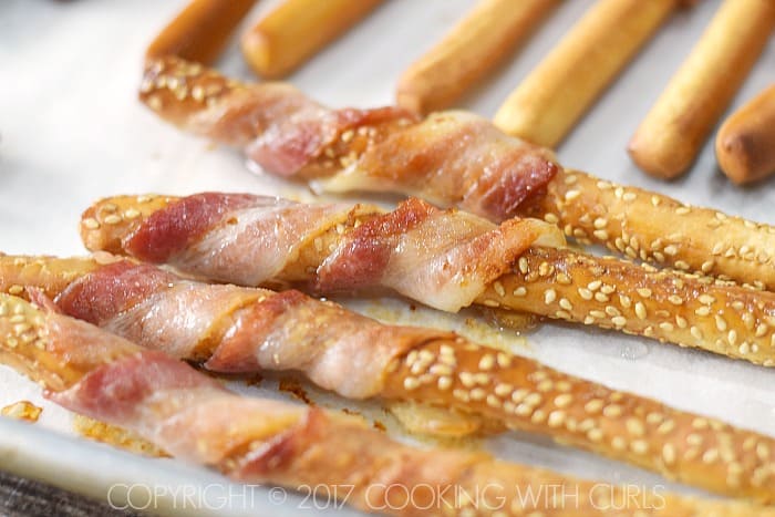 Bacon-Wrapped Breadsticks Appetizer baked COPYRIGHT © 2017 COOKING WITH CURLS
