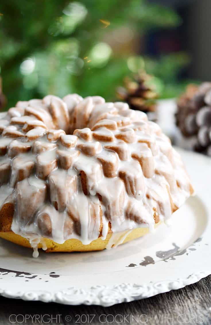 This Spiked Eggnog Bundt Cake is the quintessential holiday drink baked into a cake! COPYRIGHT © 2017 COOKING WITH CURLS