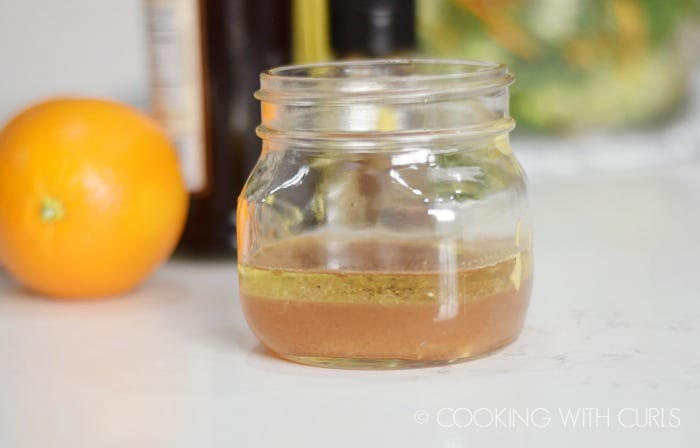 Citrus Vinaigrette ingredients in jar © 2017 COOKING WITH CURLS