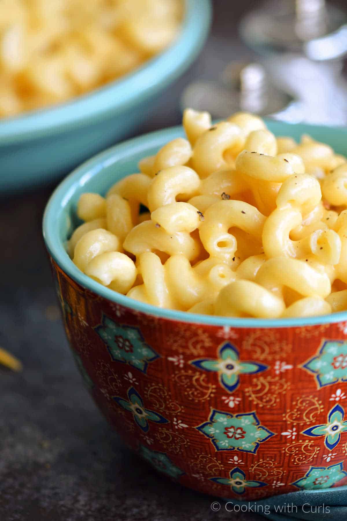 Instant Pot Mac and Cheese in a small serving bowl.