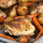 Sheet Pan Roast Chicken Thighs with potatoes and carrots