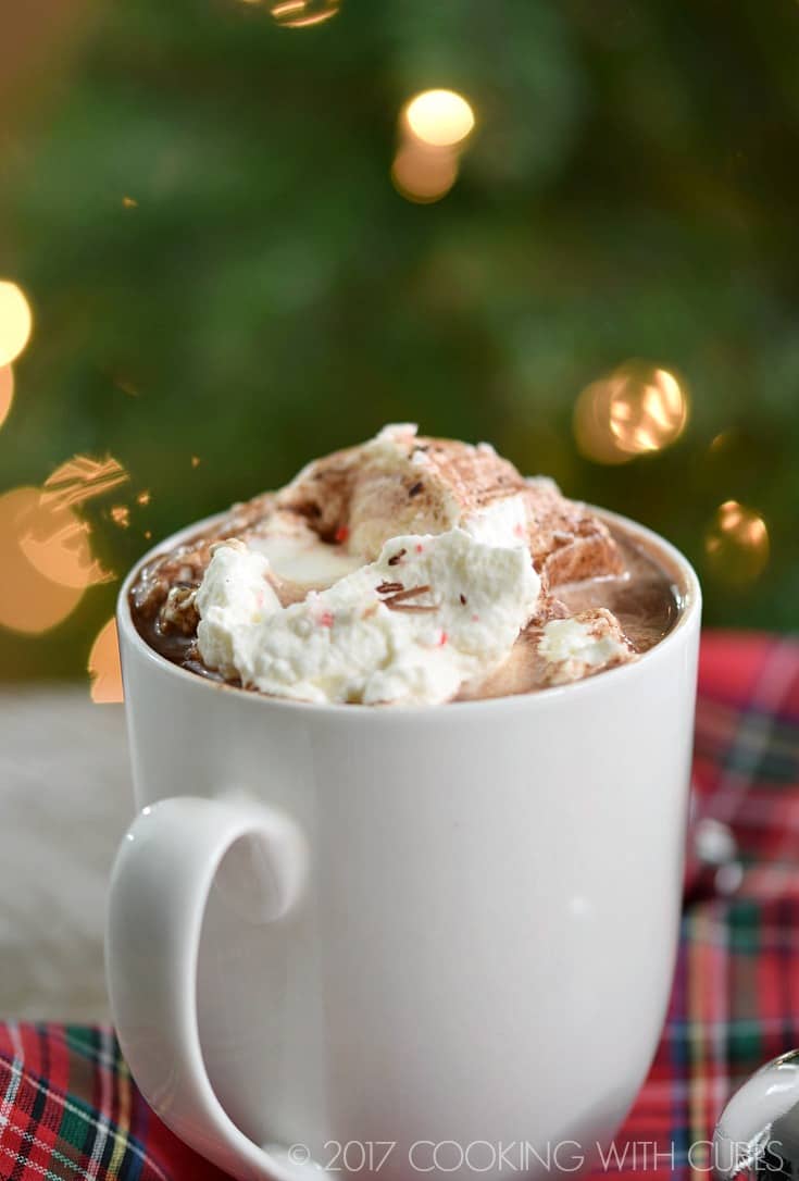 Warm up this holiday season with a rich and delicious mug of Boozy Peppermint Hot Chocolate! © 2017 COOKING WITH CURLS