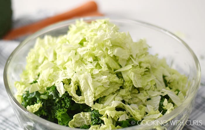 Kale Broccoli Detox Salad lettuce in a large bowl © COOKING WITH CURLS