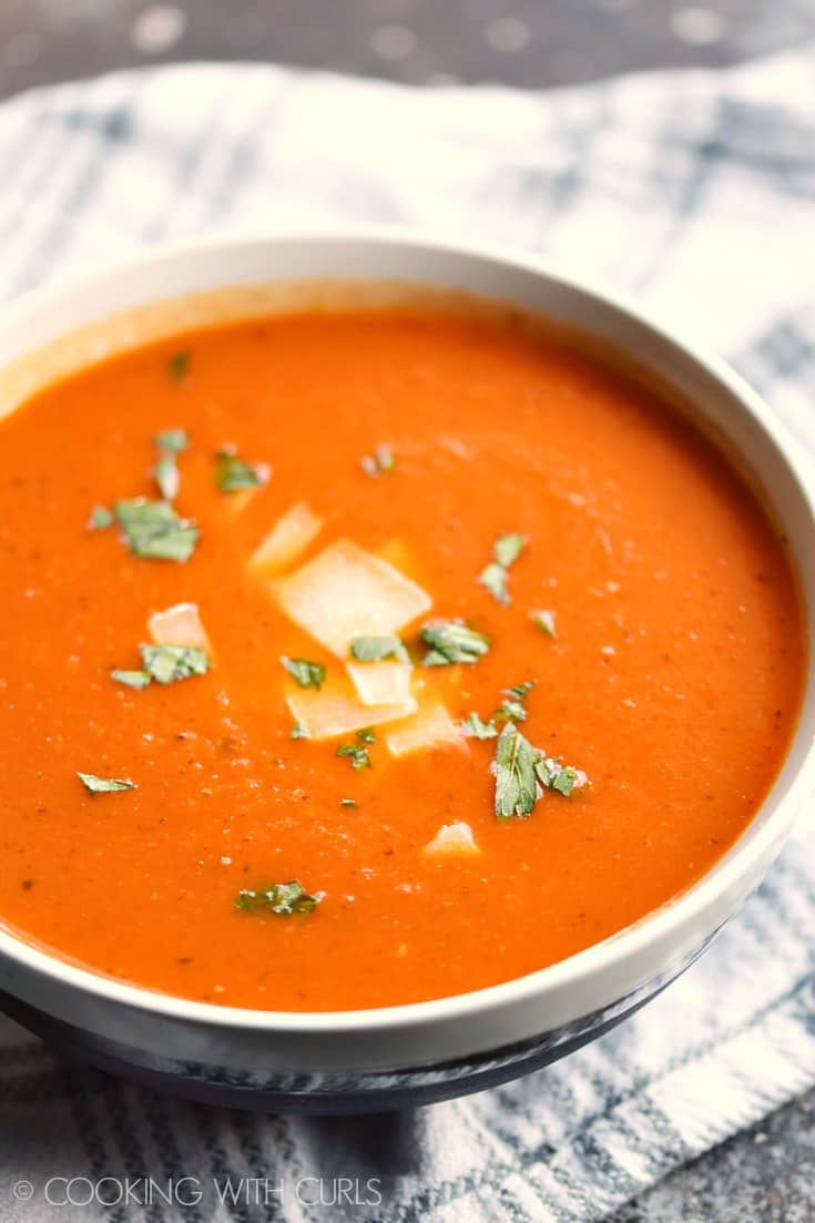 Instant Pot Tomato Basil Soup Cooking With Curls