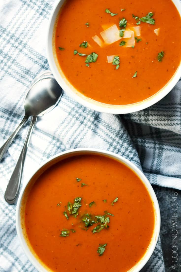 Instant Pot Tomato Basil Soup Cooking With Curls