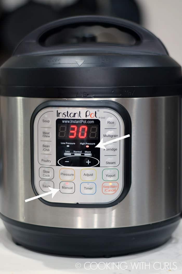 Instant Pot set on Manual High Pressure for 30 minutes.