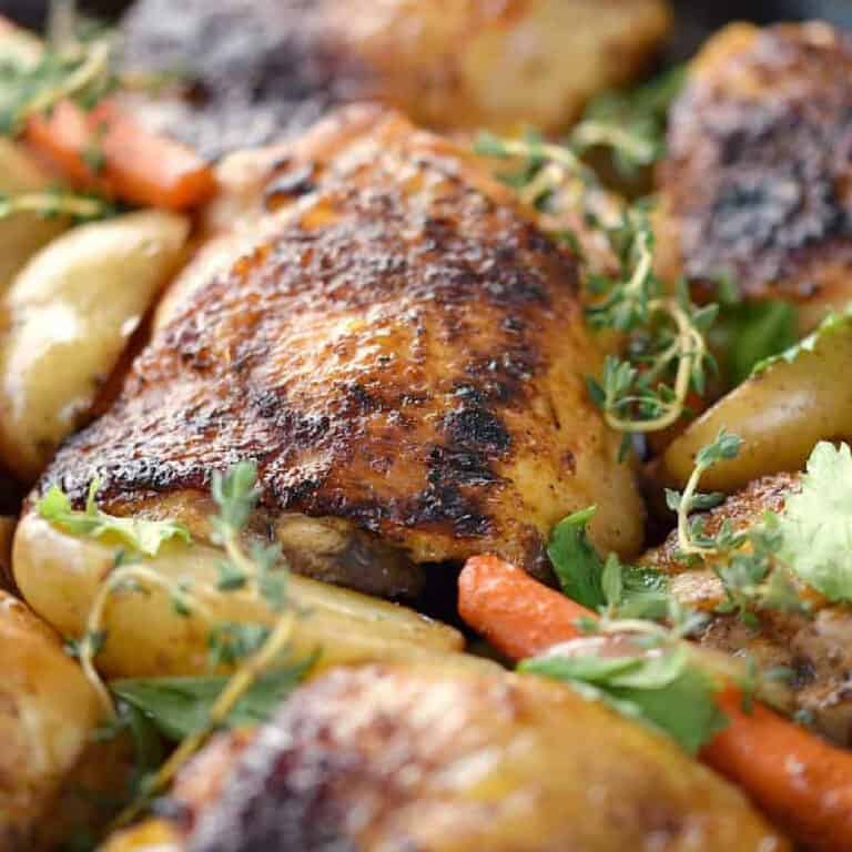 Guinness BeerBraised Chicken Thighs Cooking with Curls