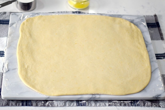 Roll dough out into a rectangle © COOKING WITH CURLS