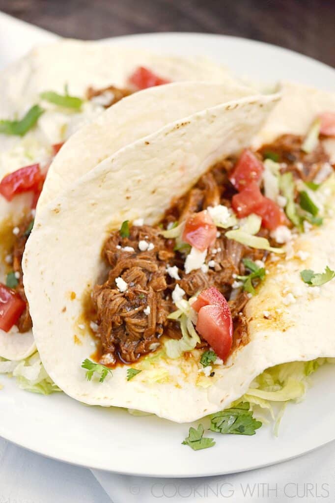 Instant Pot Red Chile Pork Cooking with Curls