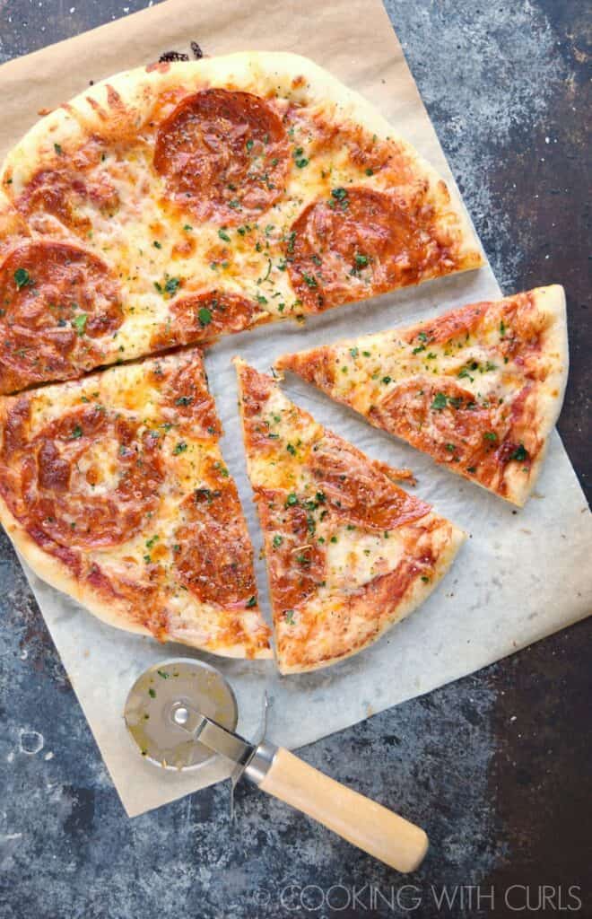 Homemade Pepperoni Pizza Cooking with Curls