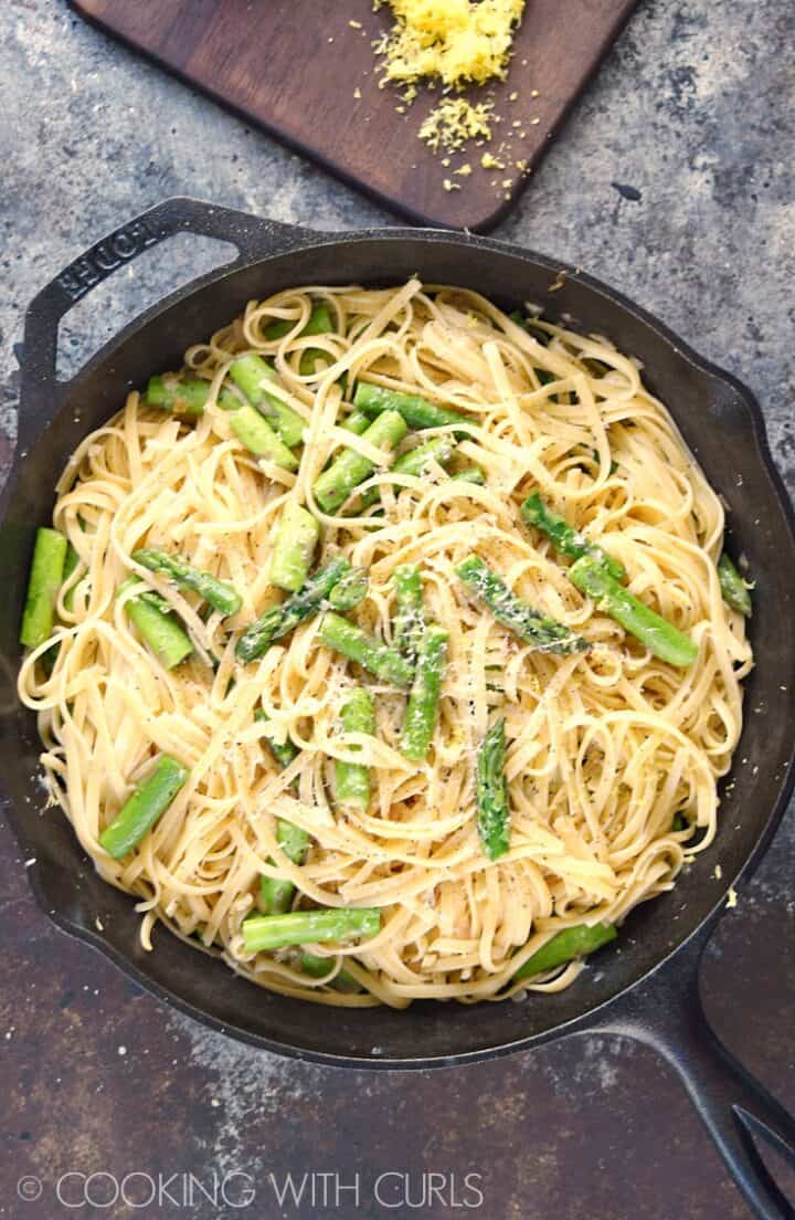 Lemon Asparagus Pasta Cooking with Curls