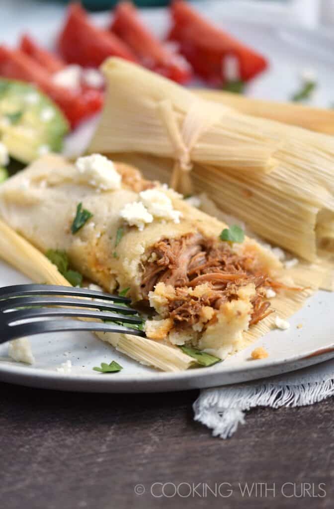 Instant Pot Red Chile Pork Tamales - Cooking with Curls