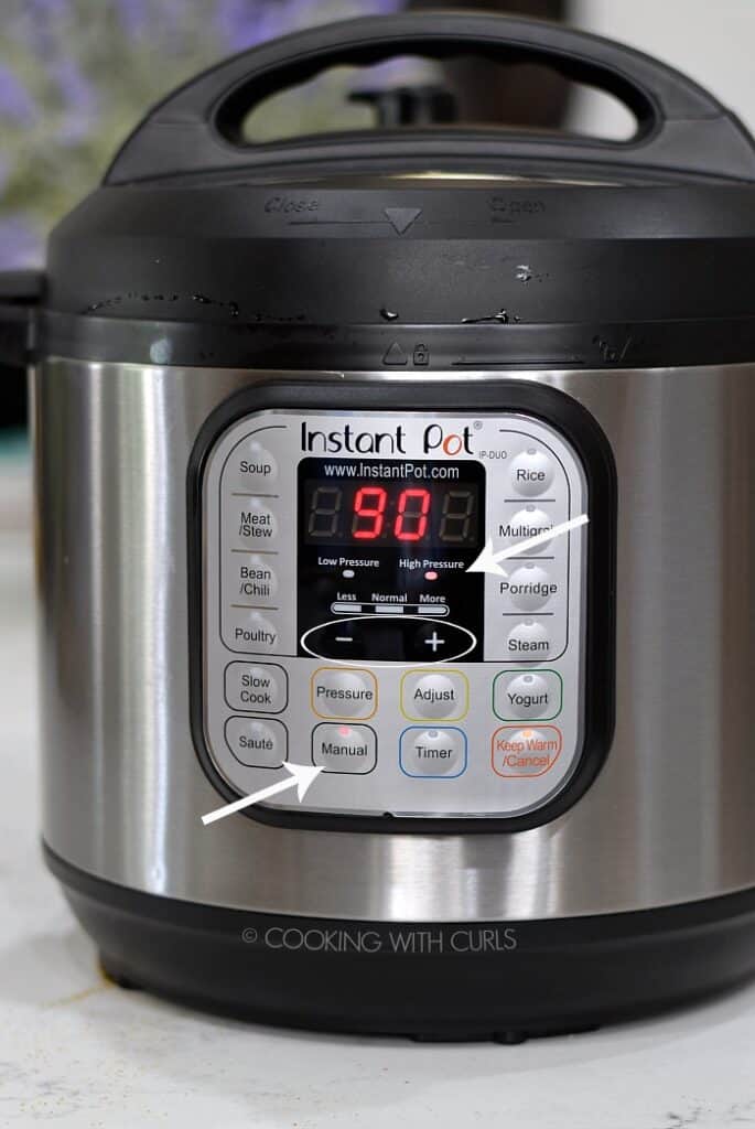 Instant Pot Salsa Verde Pork Cooking with Curls