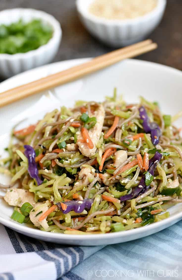 These Asian Chicken Noodle Bowls are loaded with vegetables, and flavor for a healthy and fast meal any day of the week! © COOKING WITH CURLS