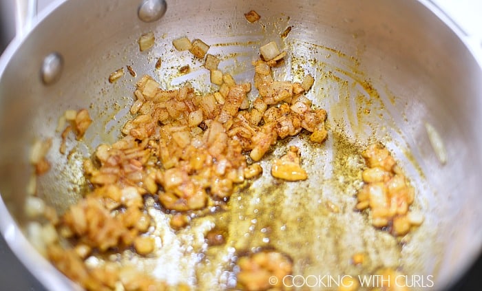 Add the chili powder and garlic to the pan © COOKING WITH CURLS