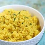 Instant Pot Yellow Rice is the quintessential side dish for your favorite Mediterranean meals! © COOKING WITH CURLS