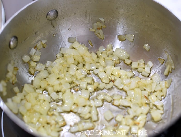 Saute the onions until softened © COOKING WITH CURLS