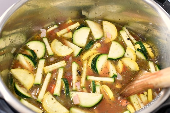 Add the broth, vegetables and seasonings to the pot cookingwithcurls.com