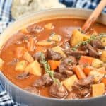 Instant Pot Beef Stew has all of the flavor of the classic favorite, but it's ready in half the amount of time! cookingwithcurls.com