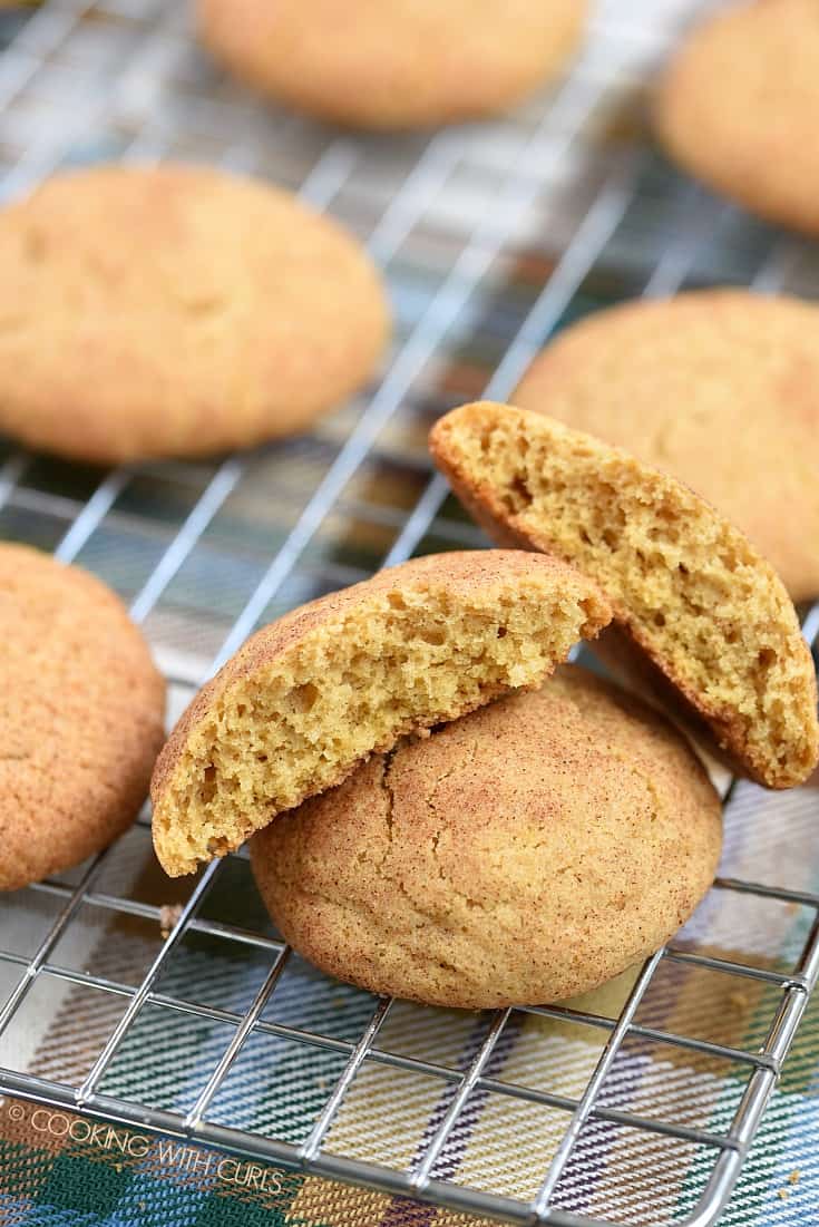 These Pumpkin Spice Snickerdoodles are soft and chewy on the inside and coated in cinnamon sugar on the outside for the perfect fall treat! cookingwithcurls.com