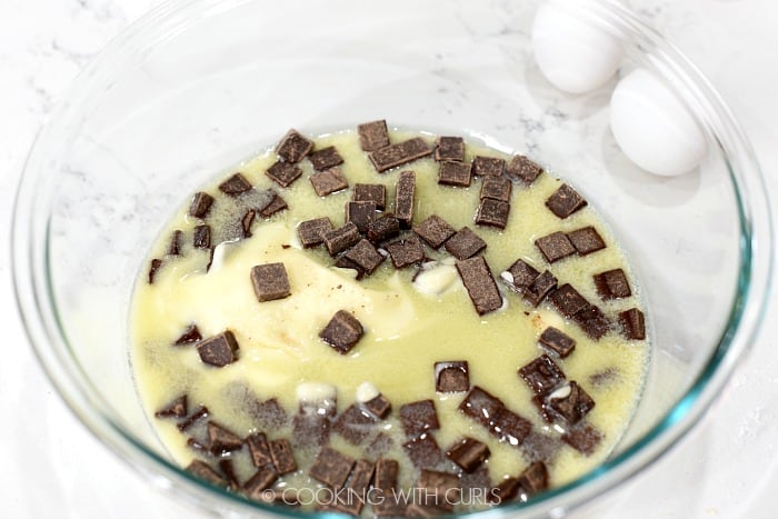 Melt the chocolate and butter together in a large bowl cookingwithcurls.com