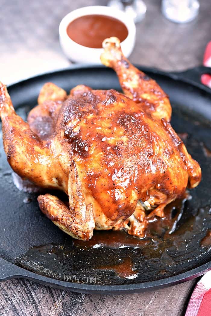 Place the cooked chicken on a cast iron skillet, brush on barbecue sauce and broil until caramelized cookingwithcurls.com
