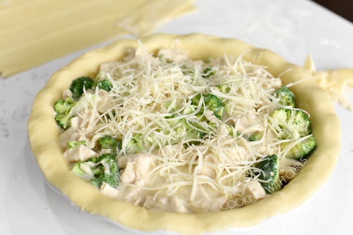 Pour the turkey mixture into a prepared pie crust and top with grated cheese cookingwithcurls.com