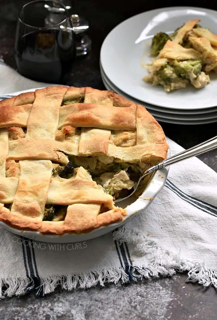 Turkey Divan Pot Pie is an old classic recipe that has been turned into a delicious new way to use up leftovers! cookingwithcurls.com