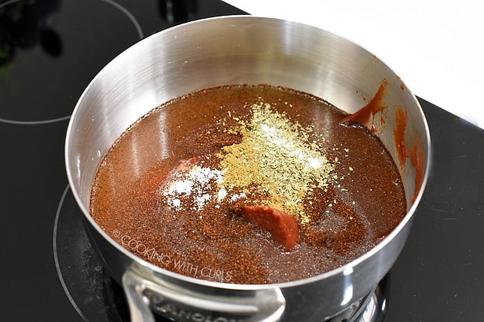 easy enchilada sauce ingredients in a medium saucepan 