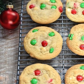 These White Chocolate M&M Cookies are super easy to make, they're soft and chewy, and everything you could want in a holiday cookie! cookingwithcurls.com