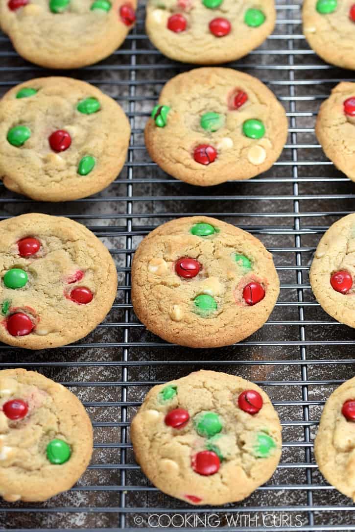 Your holiday guests will think you bought these White Chocolate M&M Cookies at a bakery and they will beg you for the recipe when they find out the truth! cookingwithcurls.com