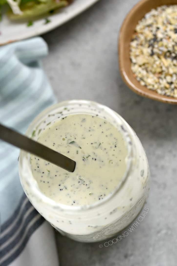 Everything Bagel Ranch Dressing is thick and creamy and can be adapted to multiple diets! cookingwithcurls.com