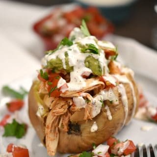 These Chicken Taco Stuffed Sweet Potatoes are insanely delicious, easy to make with an Instant Pot and Whole30 and Paleo compliant!! cookingwithcurls.com