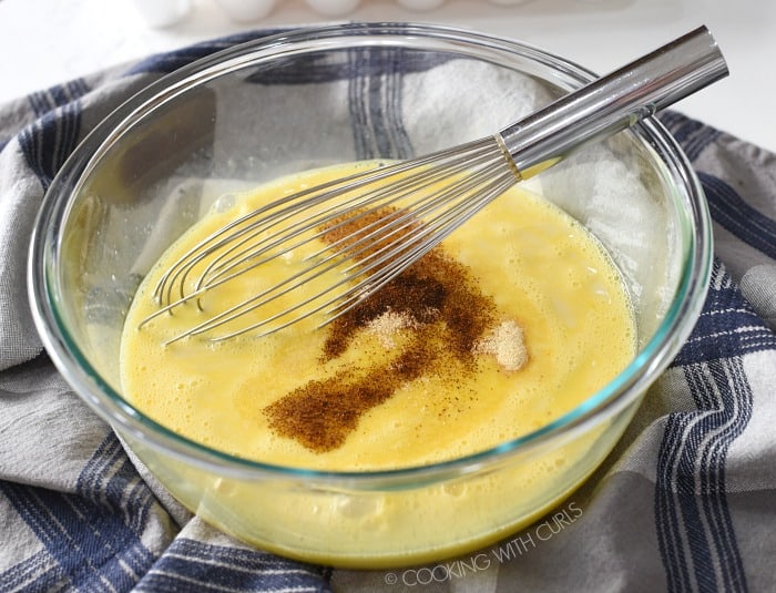Whisk the eggs, milk and seasoning together in a bowl cookingwithcurls.com