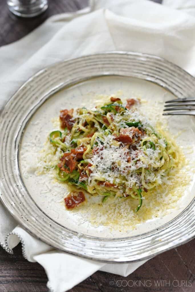 Zucchini Carbonara Cooking with Curls