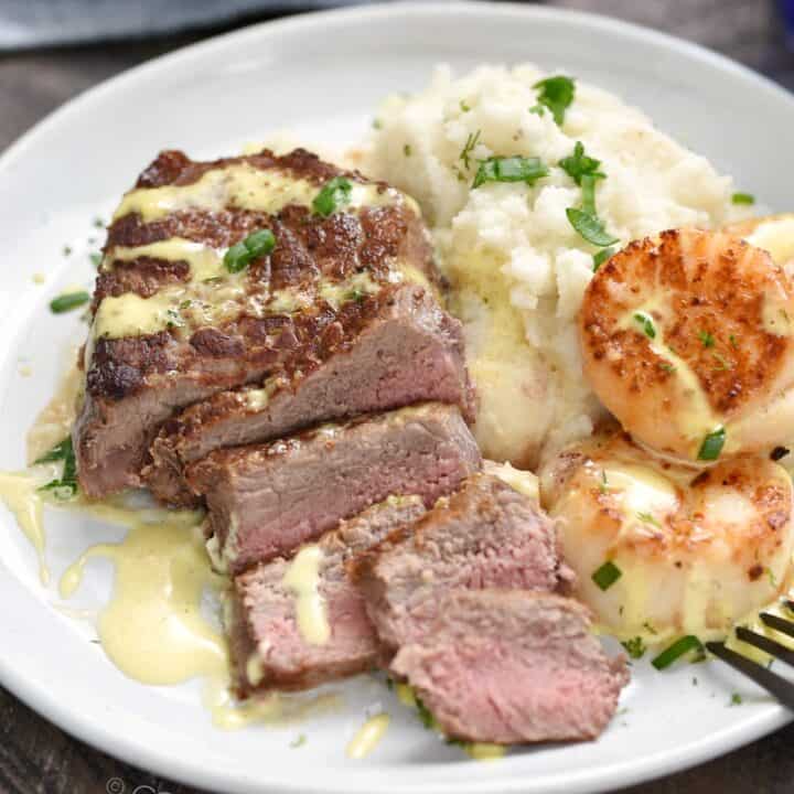 Steak and Scallops with LimeDill Hollandaise Cooking with Curls