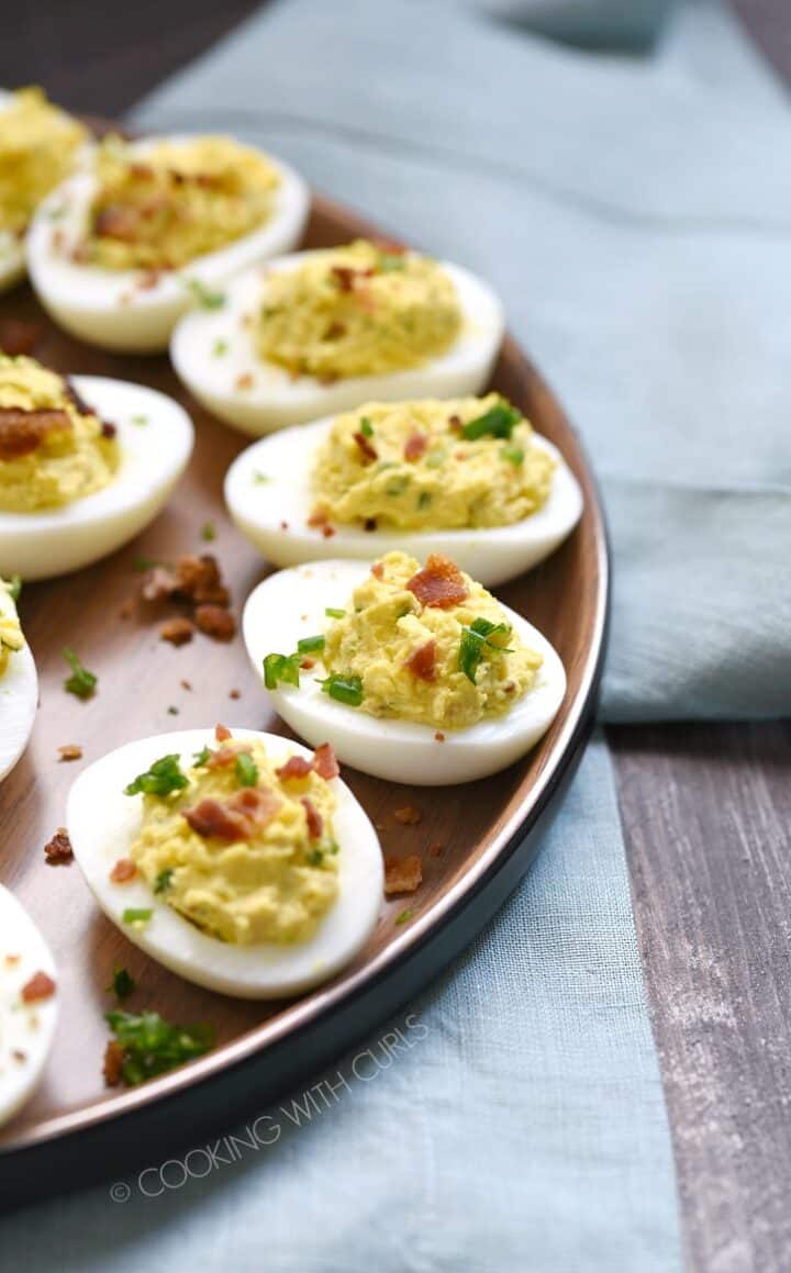 Bacon Ranch Deviled Eggs - Cooking with Curls