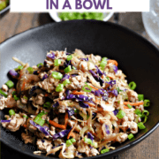 Egg Roll in a black Bowl with title graphic across the top.